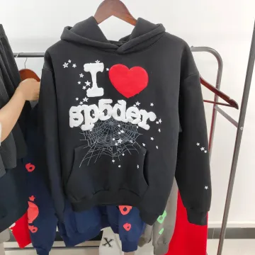 Black 'I Love Spider' Hoodie Sweatshirt
