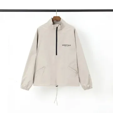 Fear of God Essentials Beige Half-Zip Jacket