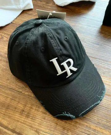 LR Black Distressed Baseball Cap