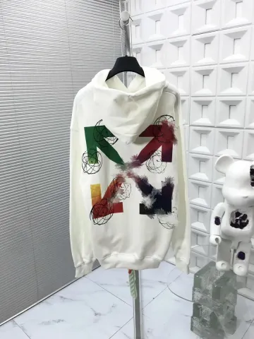 Off-White Out Of Office White Hoodie with Colorful Arrow Print