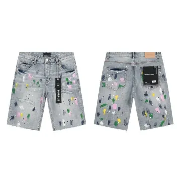 Purple Brand P001 Paint Splatter Denim Shorts