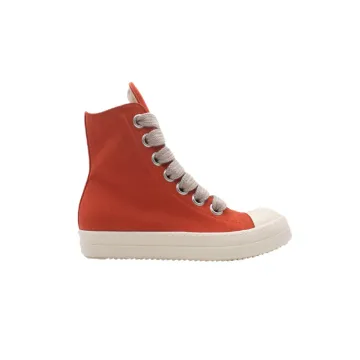 Rick Owens Orange Canvas High-Top Sneakers